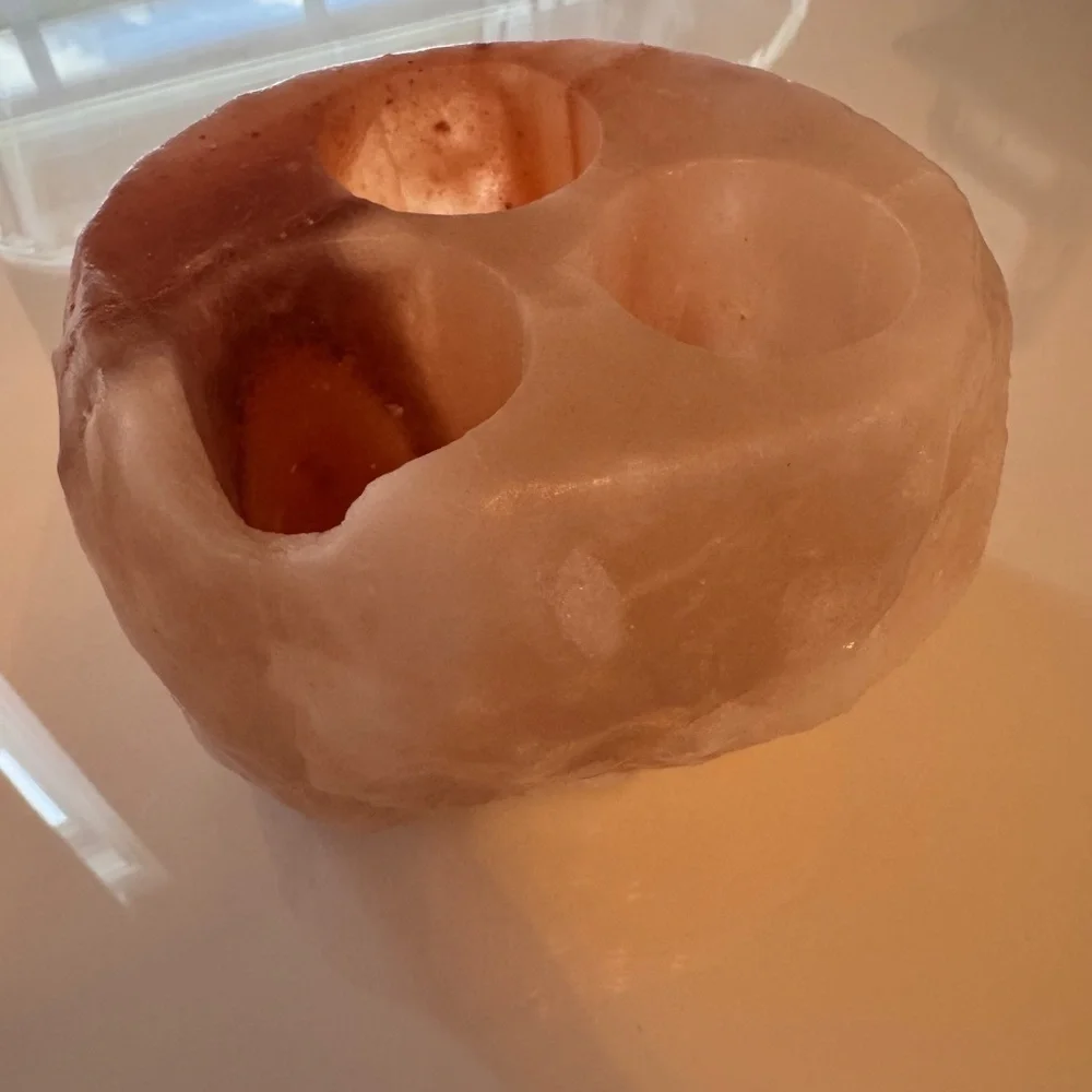 Himalayan salt candle holder (uses 3 tea lights)